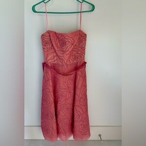 BCBG Strapless Retro-Inspired Pink Flower Dress Sz 4